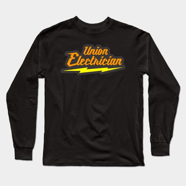 Union Electrician Long Sleeve T-Shirt by  The best hard hat stickers 